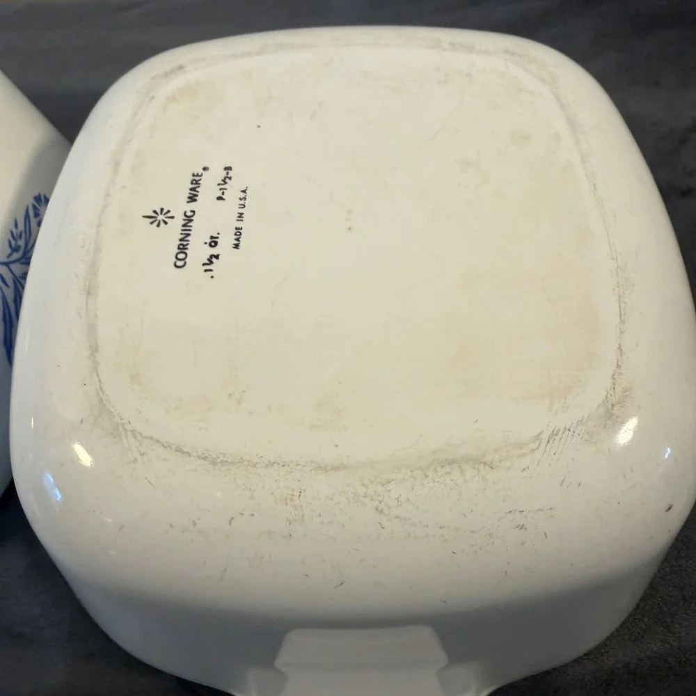 Corning Ware Blue Cornflower 1.5 Qt Casserole Dish Set 2 P-1 1/2-B Vintage USA